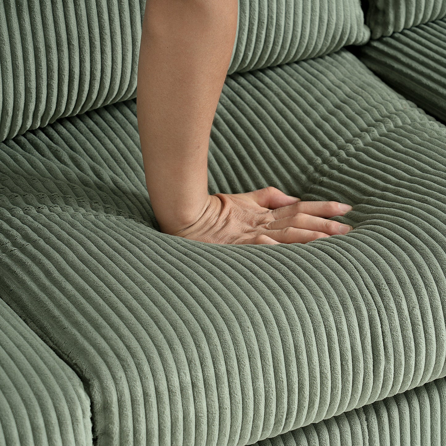 Padded Corduroy L-Shaped Sofa for Living Rooms, Apartment