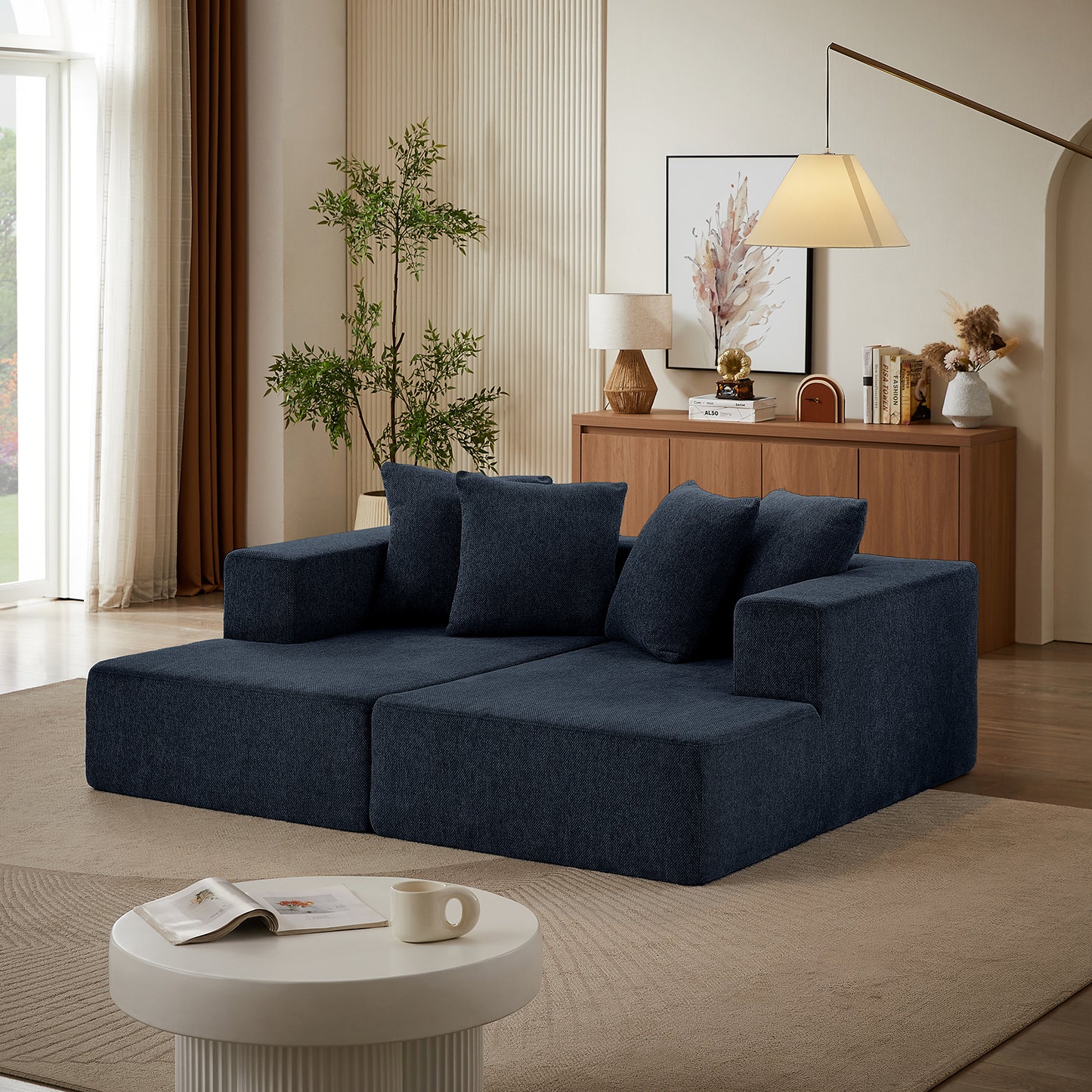 Sectional Sofa– Modern Upholstered Chaise with Plush Seating, Fixed Cushions, and Versatile