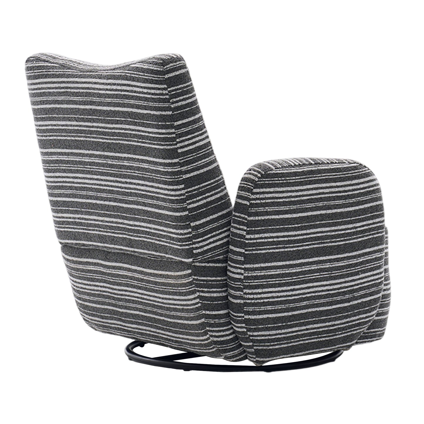 Swivel Leisure Chair | Fabric Striped Armrest Swivel Chair with Sand-Rimmed Fabric Metal Bracket – Boucle