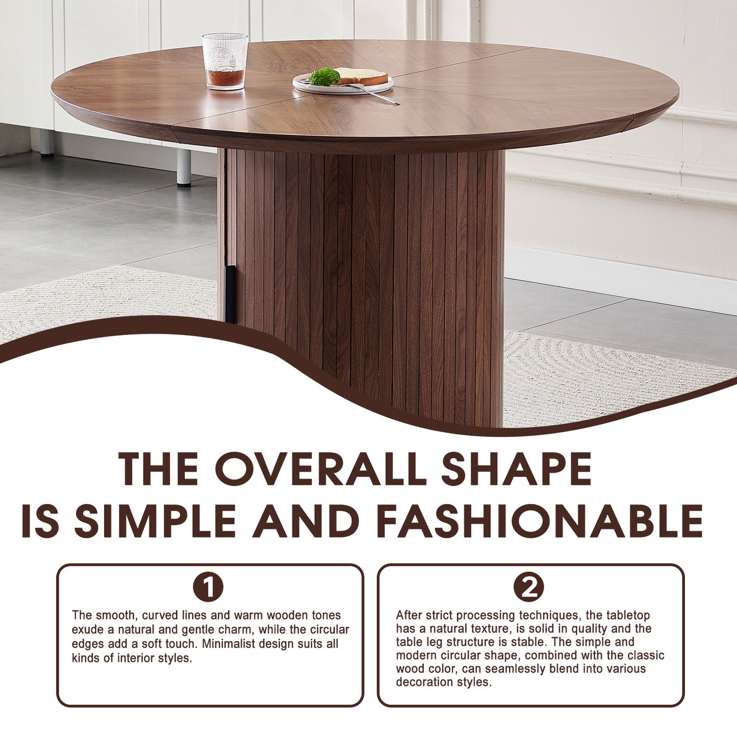Round Dining Table with Two Layers of Storage Shelves