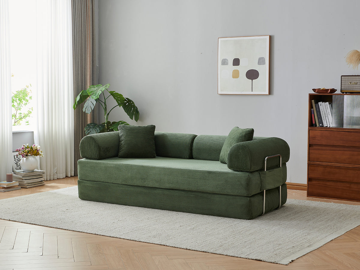 Convertible Floor Sofa Bed – Pillow Back Support, Armrest Loveseat, Boneless Couch Sleeper