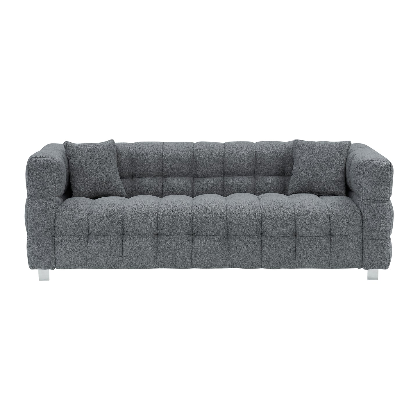 Teddy Fleece Sofa for Living Room or Bedroom, Including Two Throw Pillows & Sturdy Hardware Foot Support