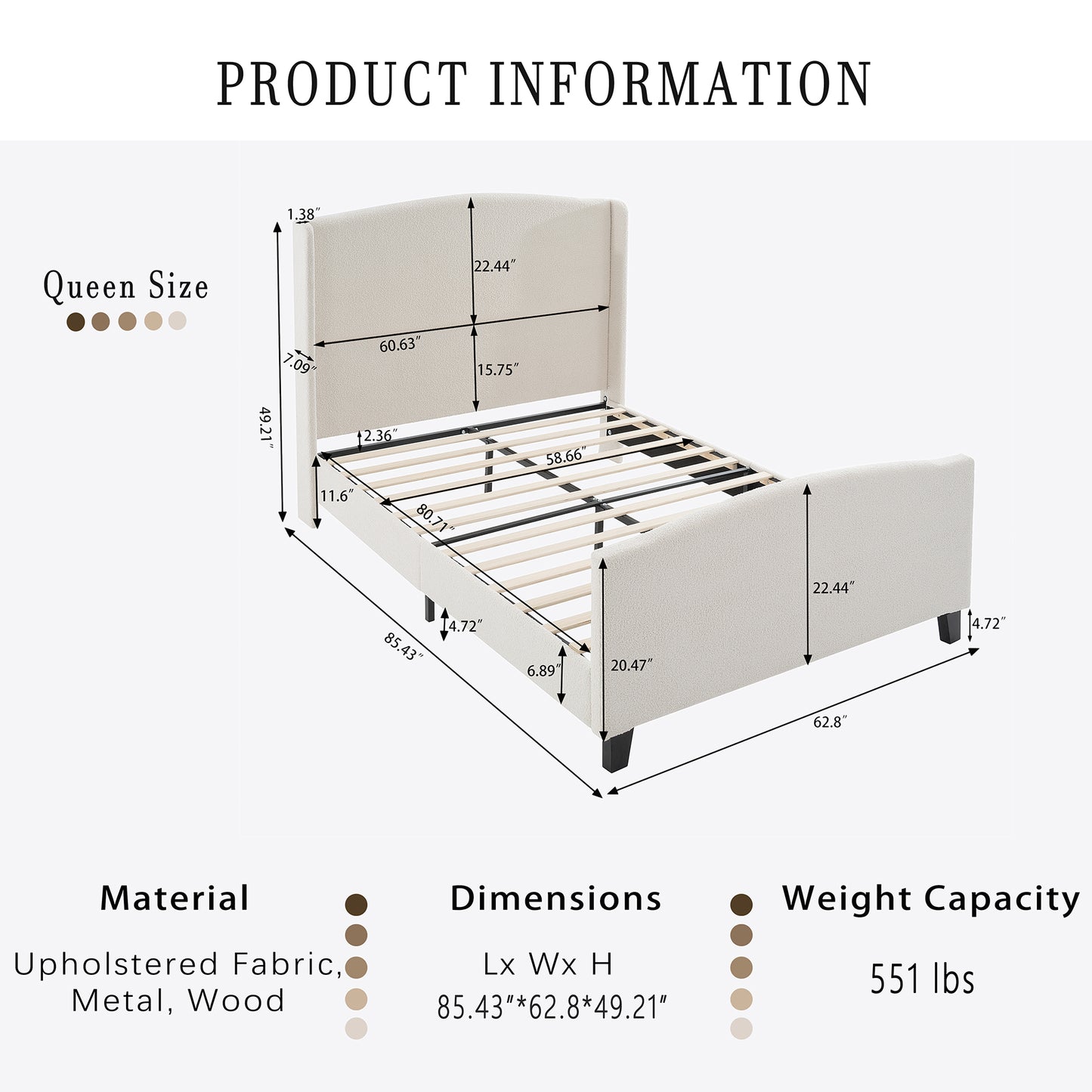 Teddy Velvet Bed Frame with High Back Upholstered Headboard and High Footboard