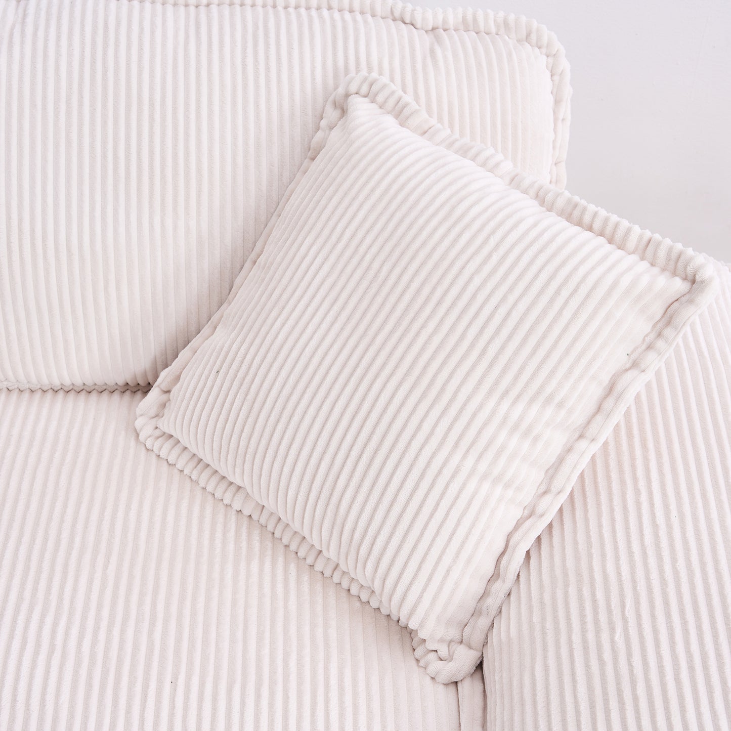 Corduroy 2-seats sofa With 2 back pillows,2 toss pillows and two ottoman,Comfy Sofa- Deep Seat Couch