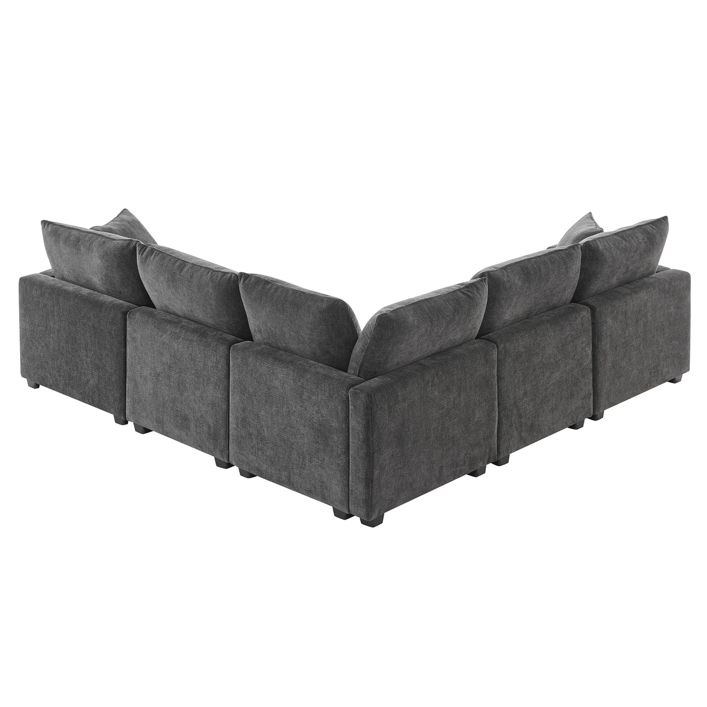 4-7 Seat Chenille Sectional Couch Set with 2 Pillows