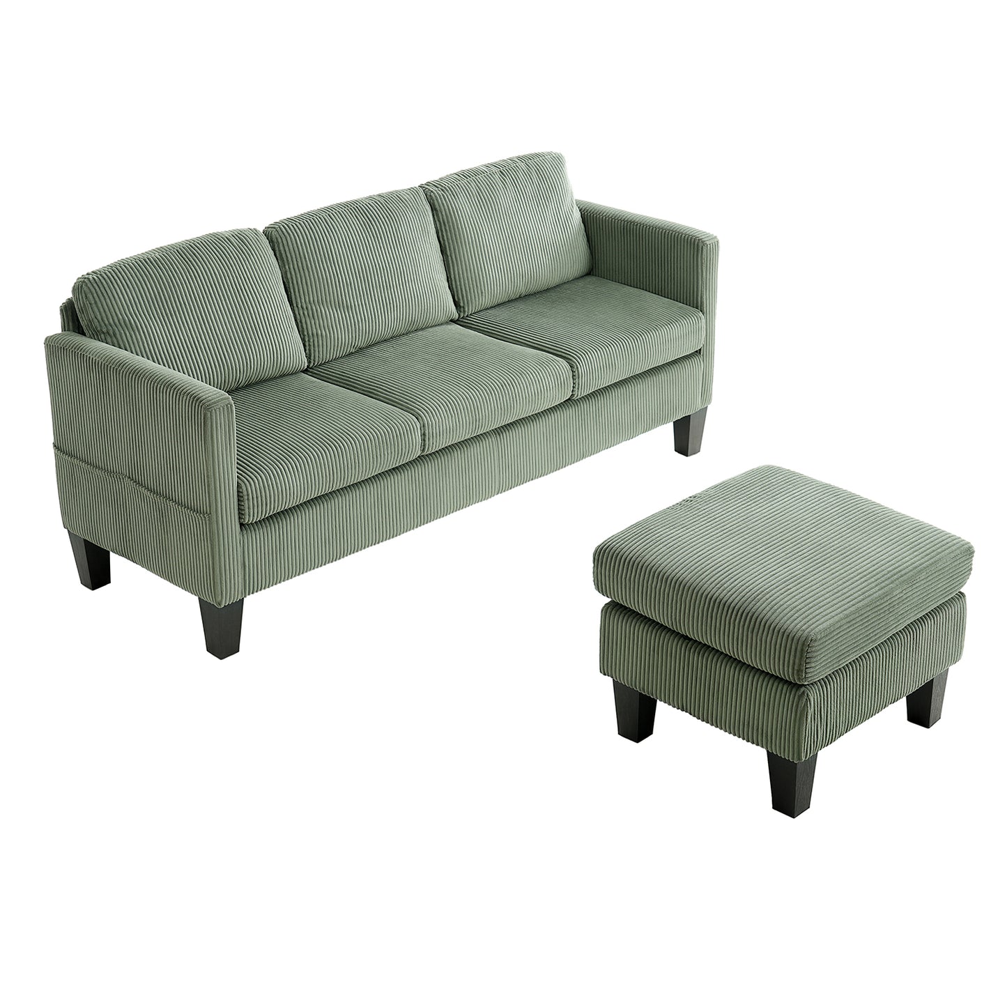 Padded Corduroy L-Shaped Sofa for Living Rooms, Apartment