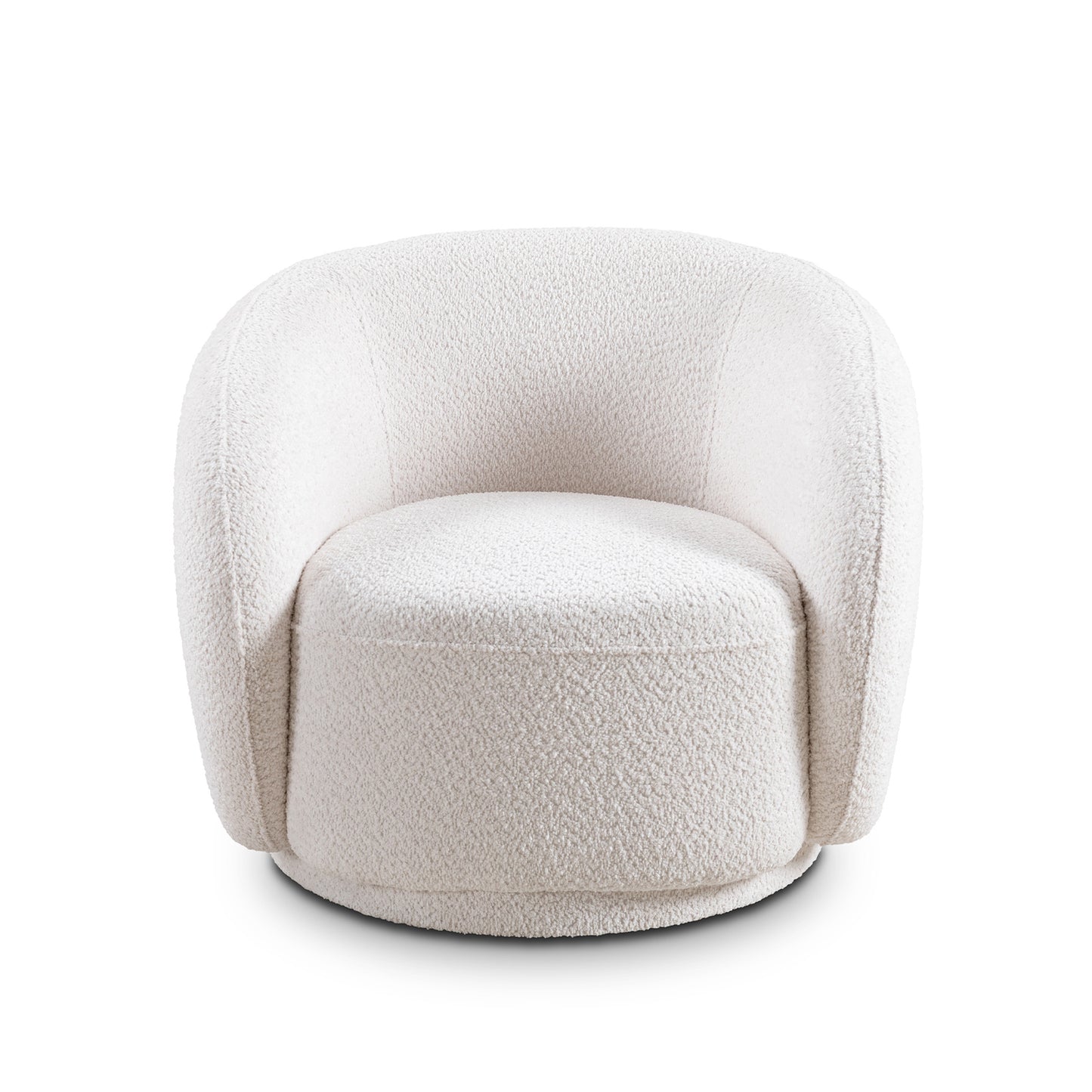 Swivel Accent Chair: Boucle Fabric Upholstered Barrel Chair for Living Room
