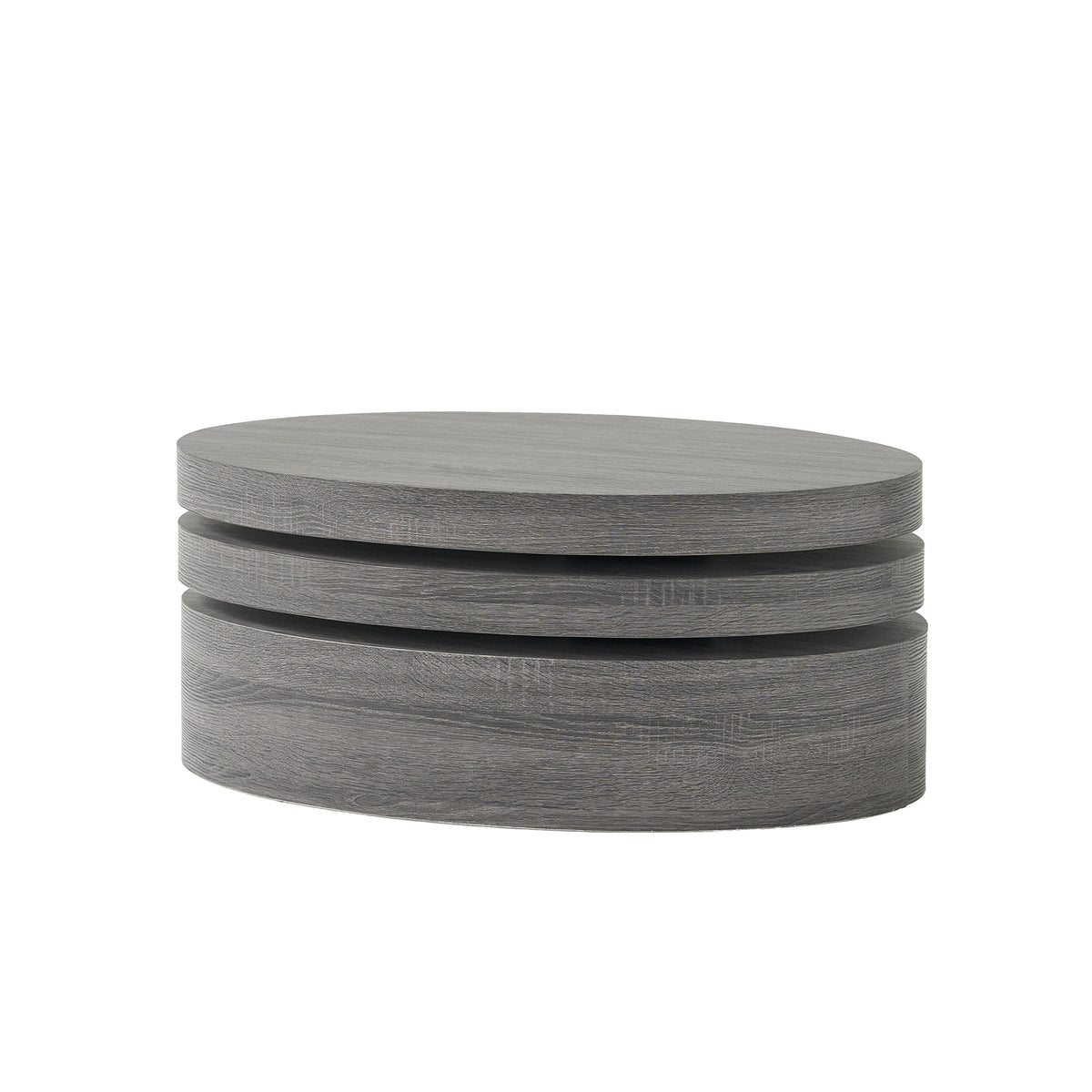 Modernesque Rotating Coffee Table – Oval Mod Coffee Table with 3 Surfaces, Matte Black