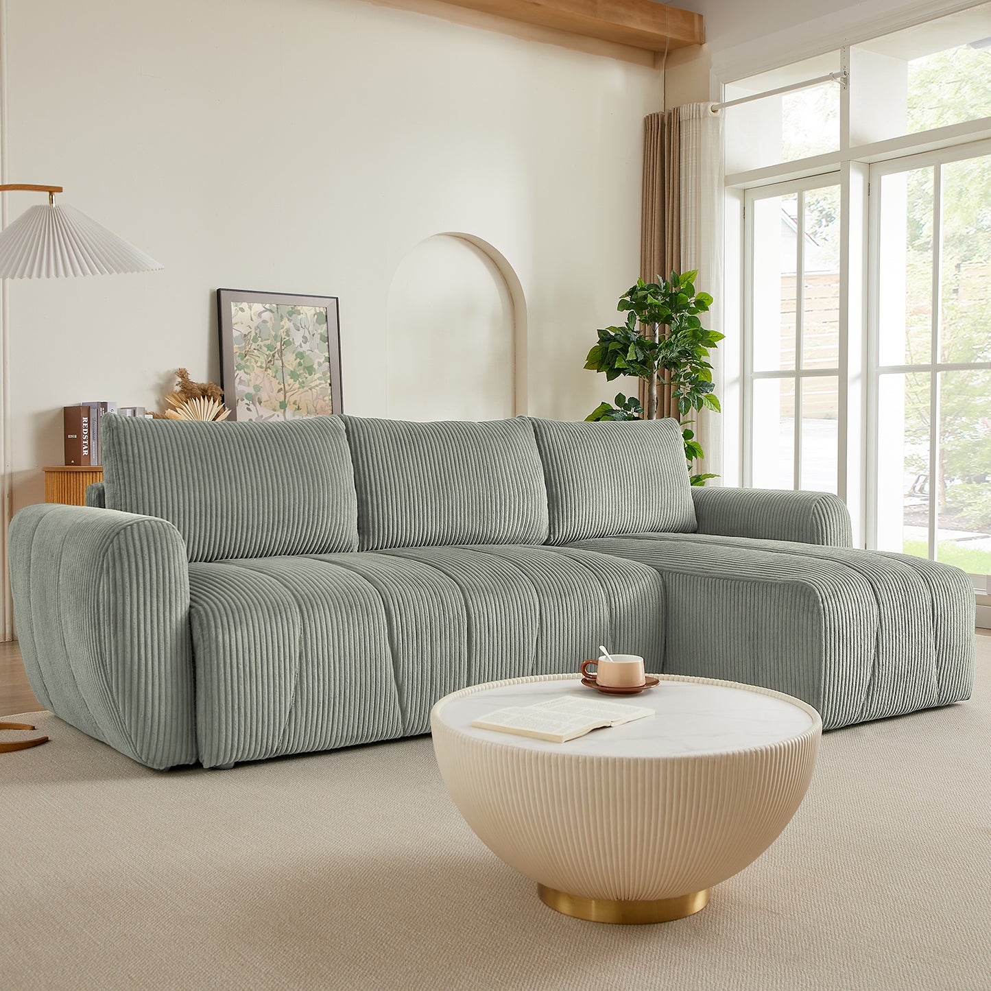 Sectional Sofa Couch, Modern Fabric 3 Seater L-Shaped Couch for Living Room, Apartment
