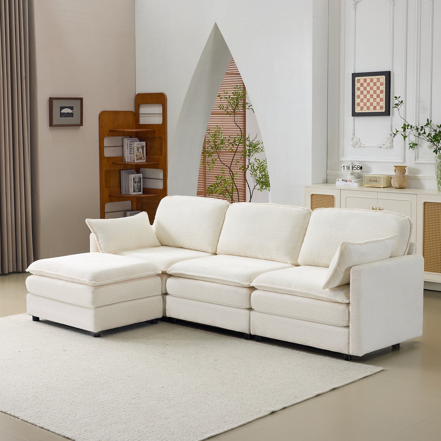 Modular Sectional Sofa 1-2-3-4 Seater with Chenille Cushions & Throw Pillows – Cloud Comfort Corduroy Sofa