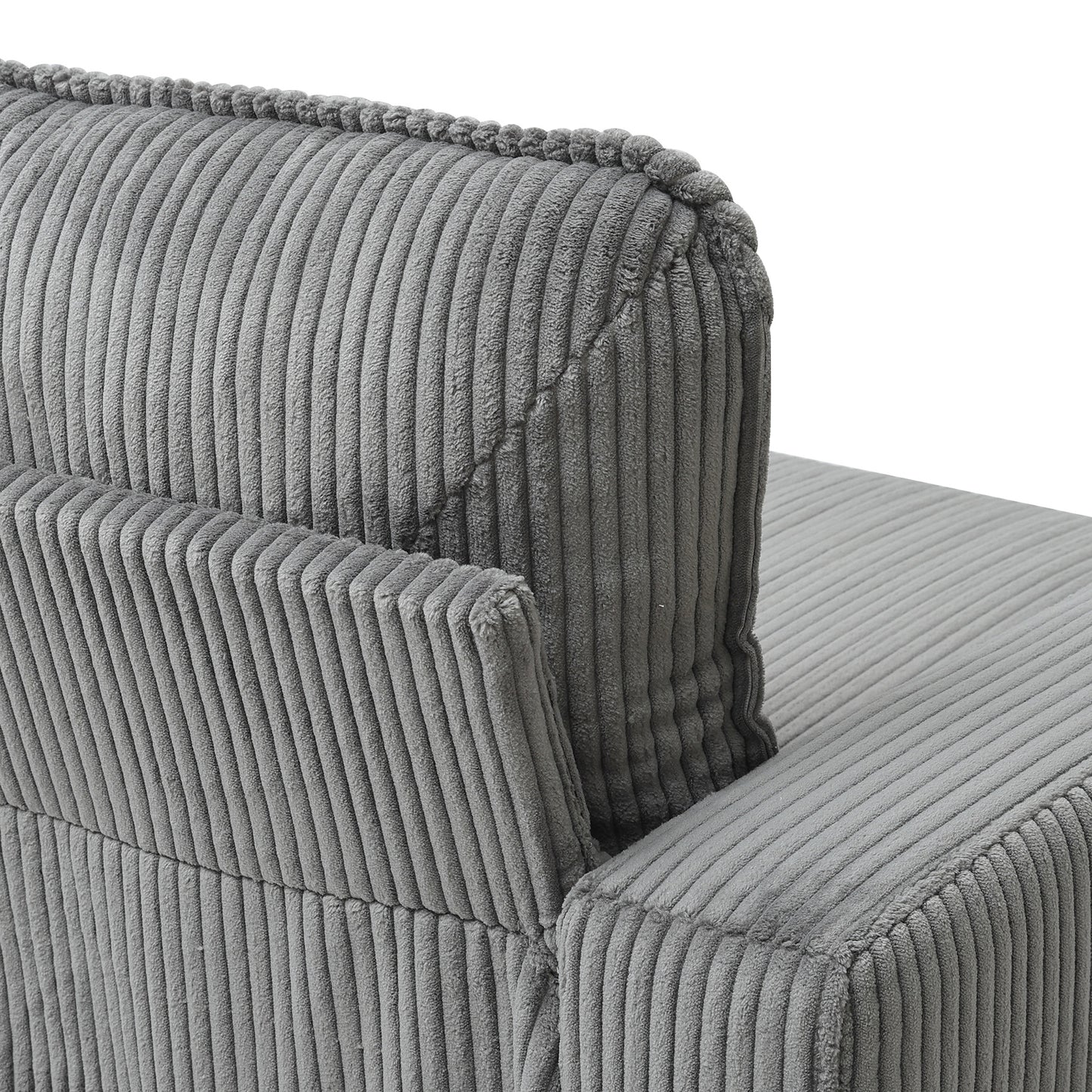 Upholstered sectional Couch, L Shaped knock down 3-seat combo sofa with storage ottoman