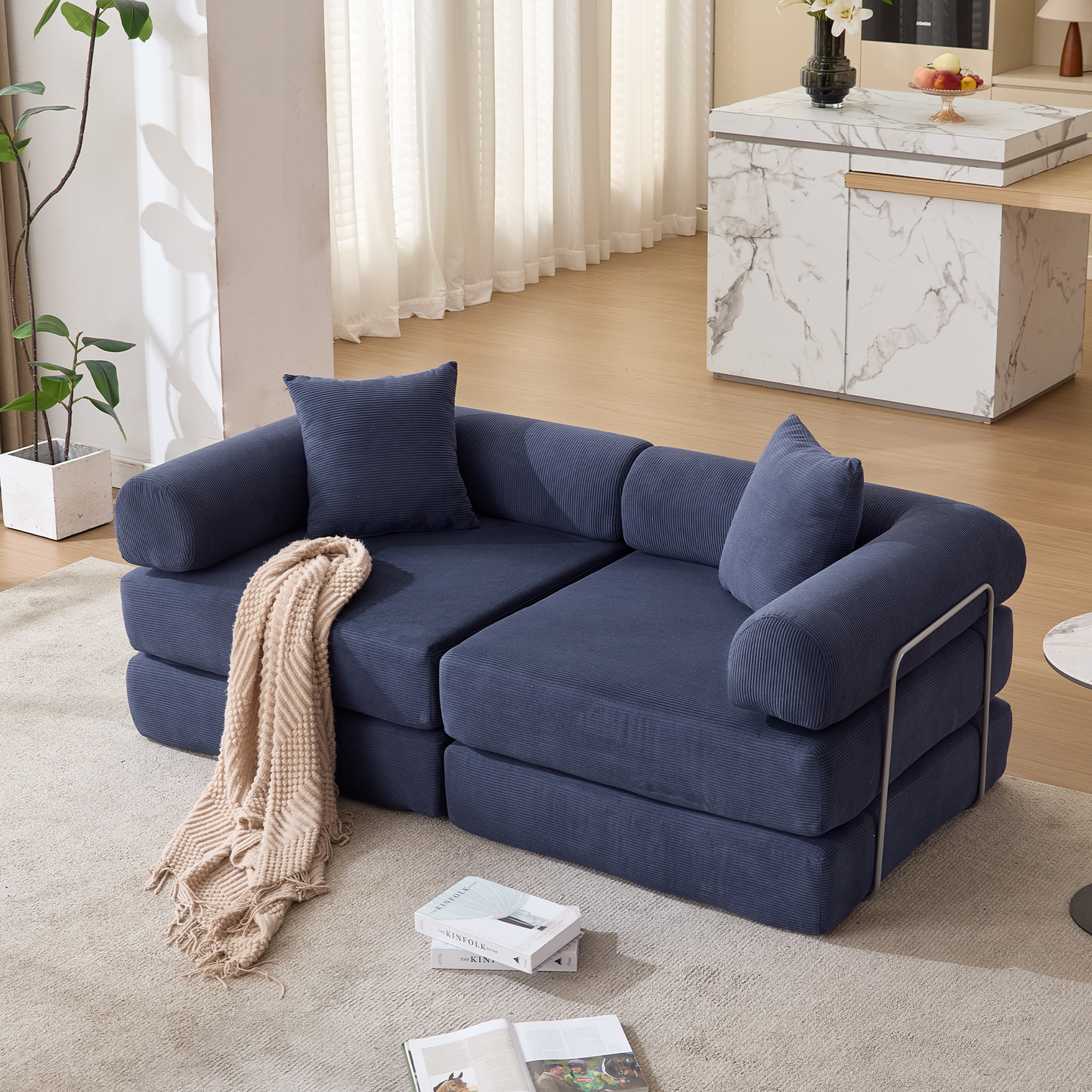 Modular Couch Sofa Bed for Apartment | Convertible Sofa Bed, Fixed-Shape Frame & Removable Armrests – No Assembly, Folding Mattress Couch for Small Spaces