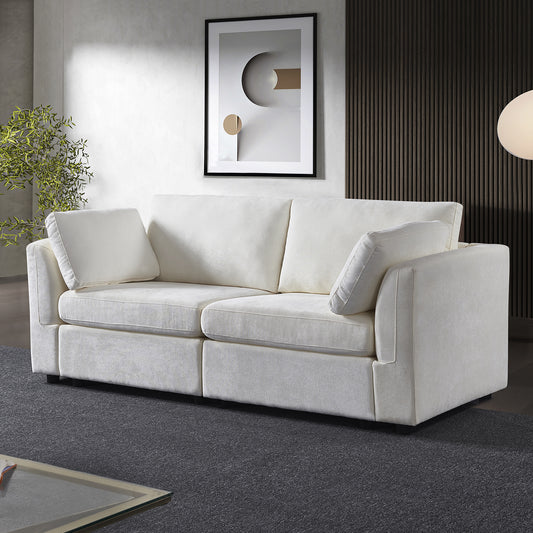 Modular sofa whiten chenille fabric 2/3/4 seat