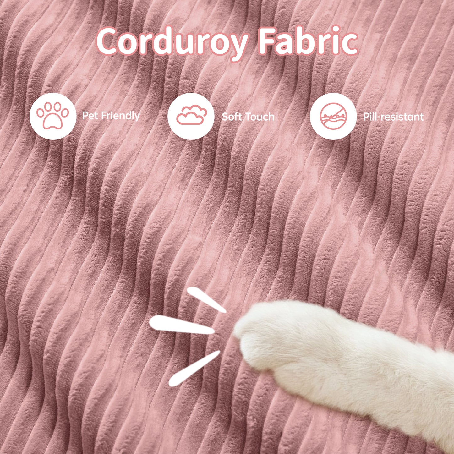 modular sofa no assembly breathable corduroy fabric 32D high-resilience sponge extra-wide curved armrests pet-friendly
