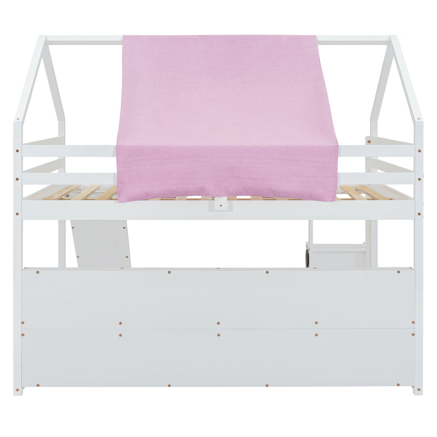 Wooden Loft Bed with House - Shaped Frame and Tent: Ideal for Kids' Rooms