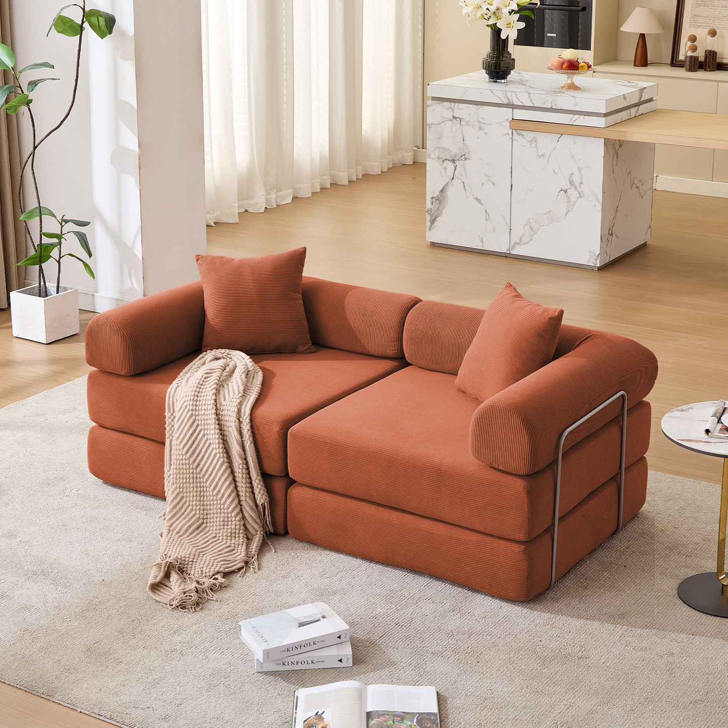 Modular Couch Sofa Bed for Apartment | Convertible Sofa Bed, Fixed-Shape Frame & Removable Armrests – No Assembly, Folding Mattress Couch for Small Spaces