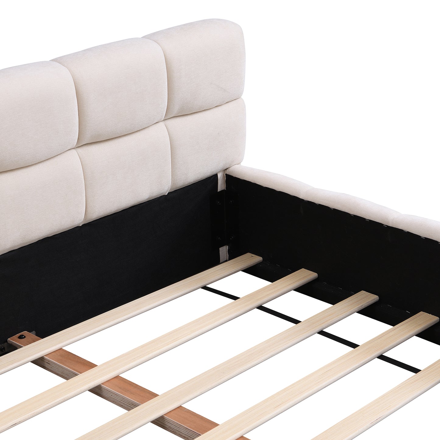 Chenille Upholstered Bed with Checkerboard Design