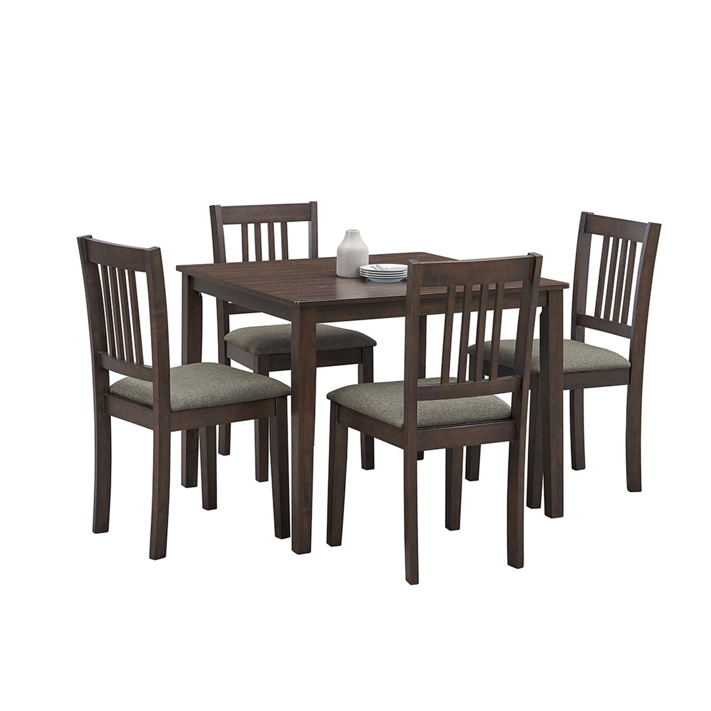 Square Wooden Kitchen Table Set: Mid - Century Design, Upholstered Dining Chairs