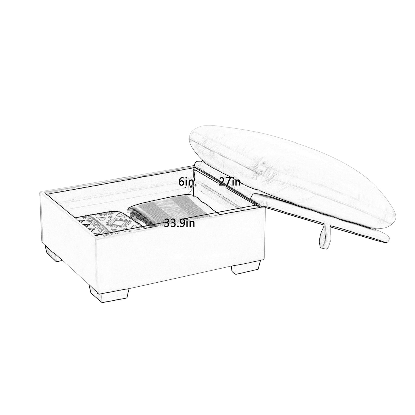 3 - 4 Seater Modular Sofa: U/L - Shape, Storage Ottomans, Velvet 2 Color