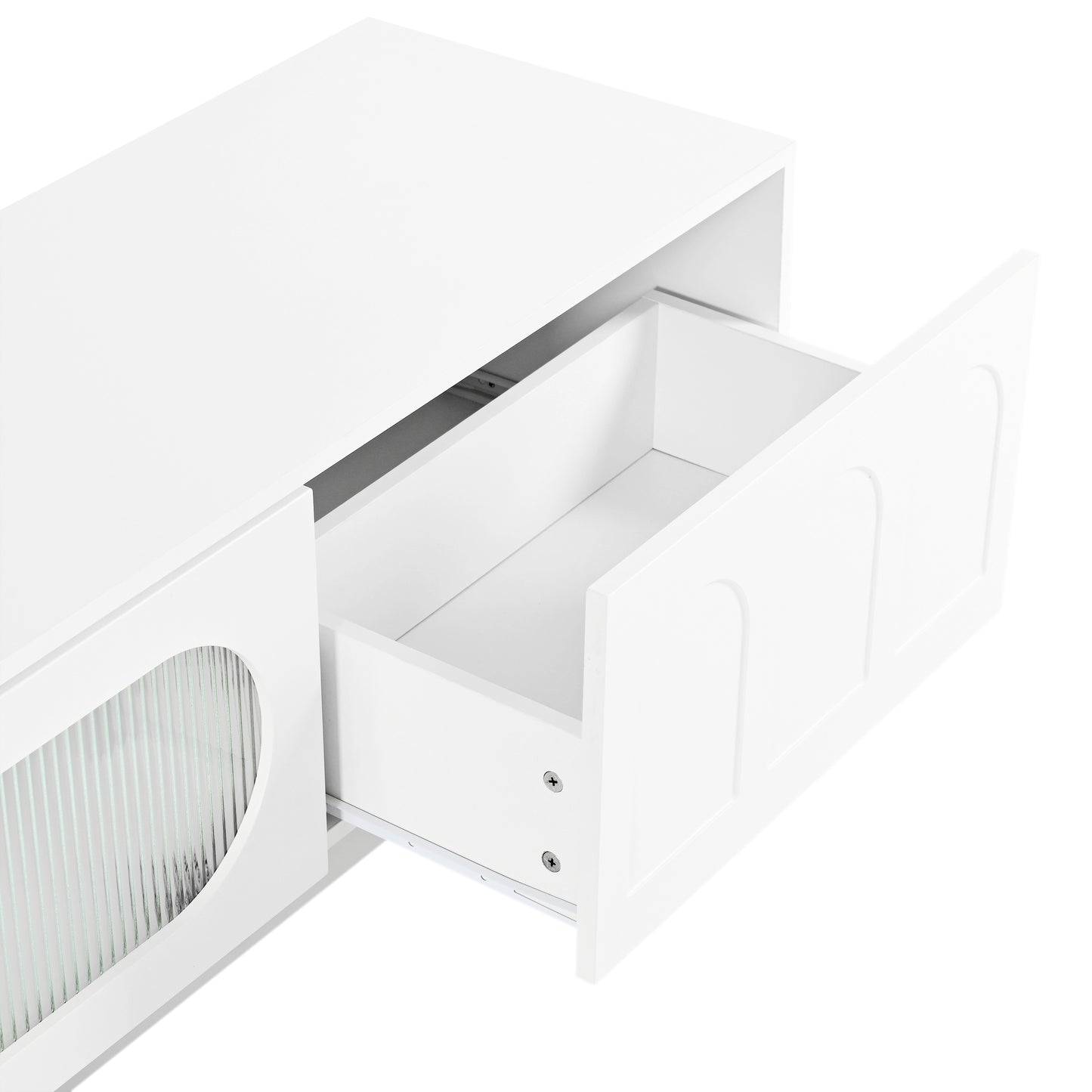 TV Stand with Fluted tempered Glass Doors for TVs Up to 95''Entertainment Center with APP-Controlled LED Light