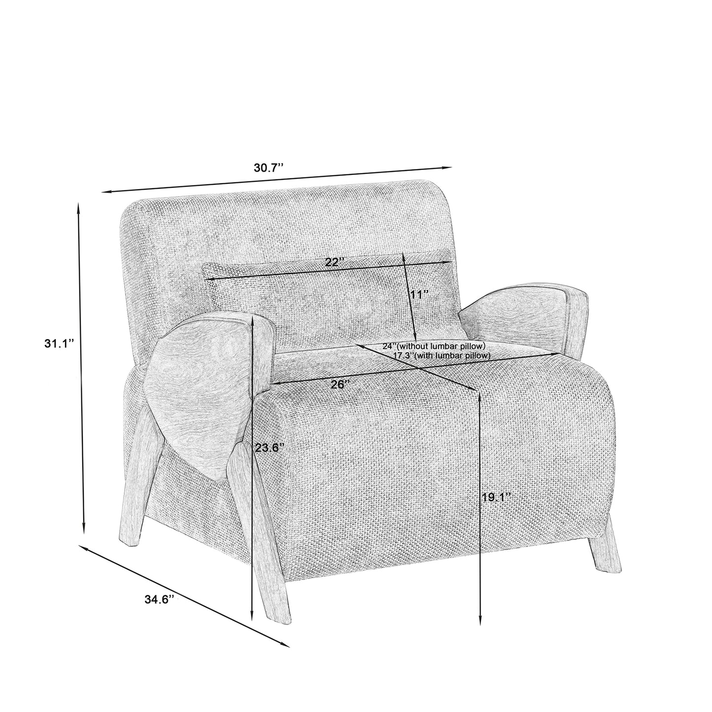 Accent Armchair with Plush Cushioning, Comfortable Armrests