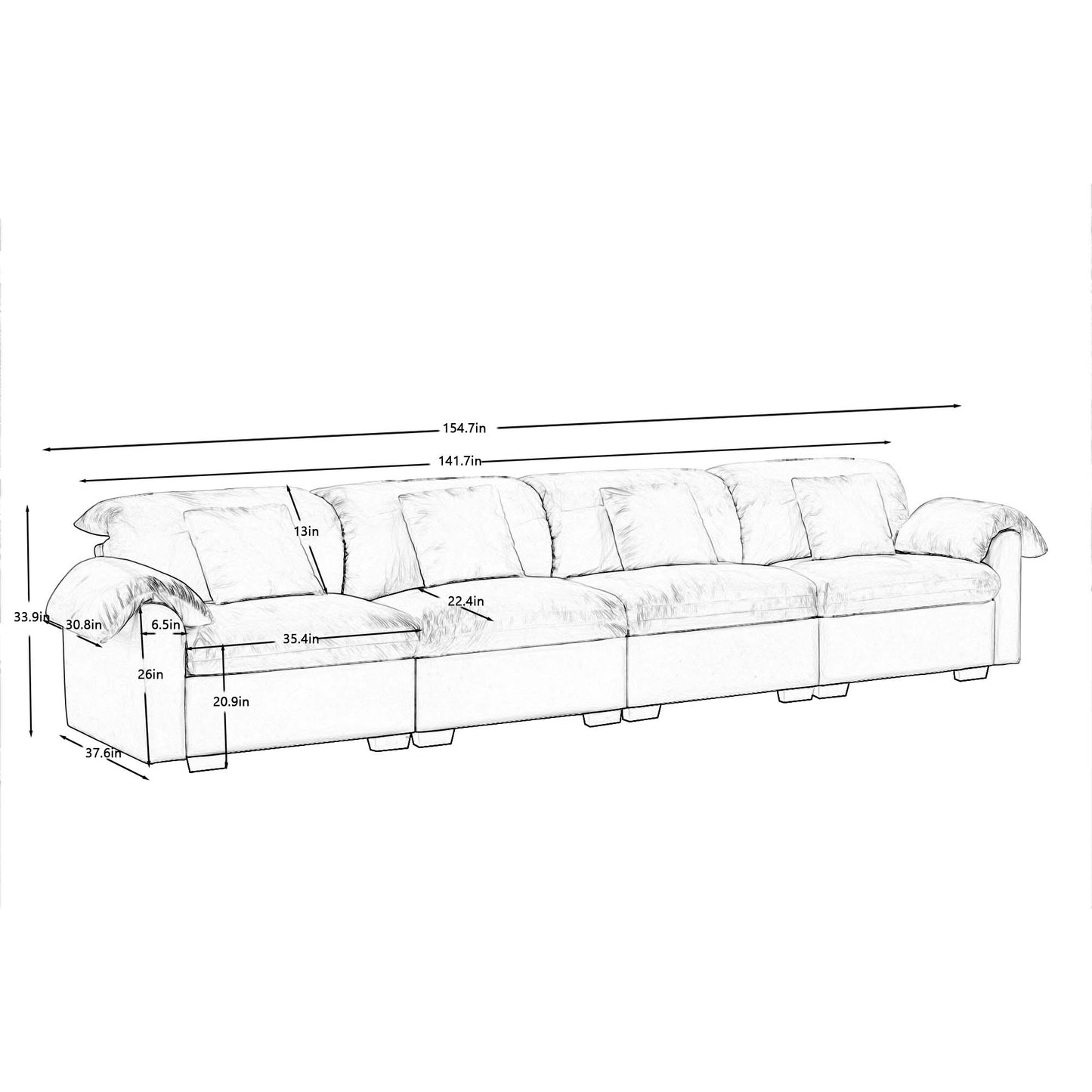 3 - 4 Seater Modular Sofa: U/L - Shape, Storage Ottomans, Velvet 2 Color