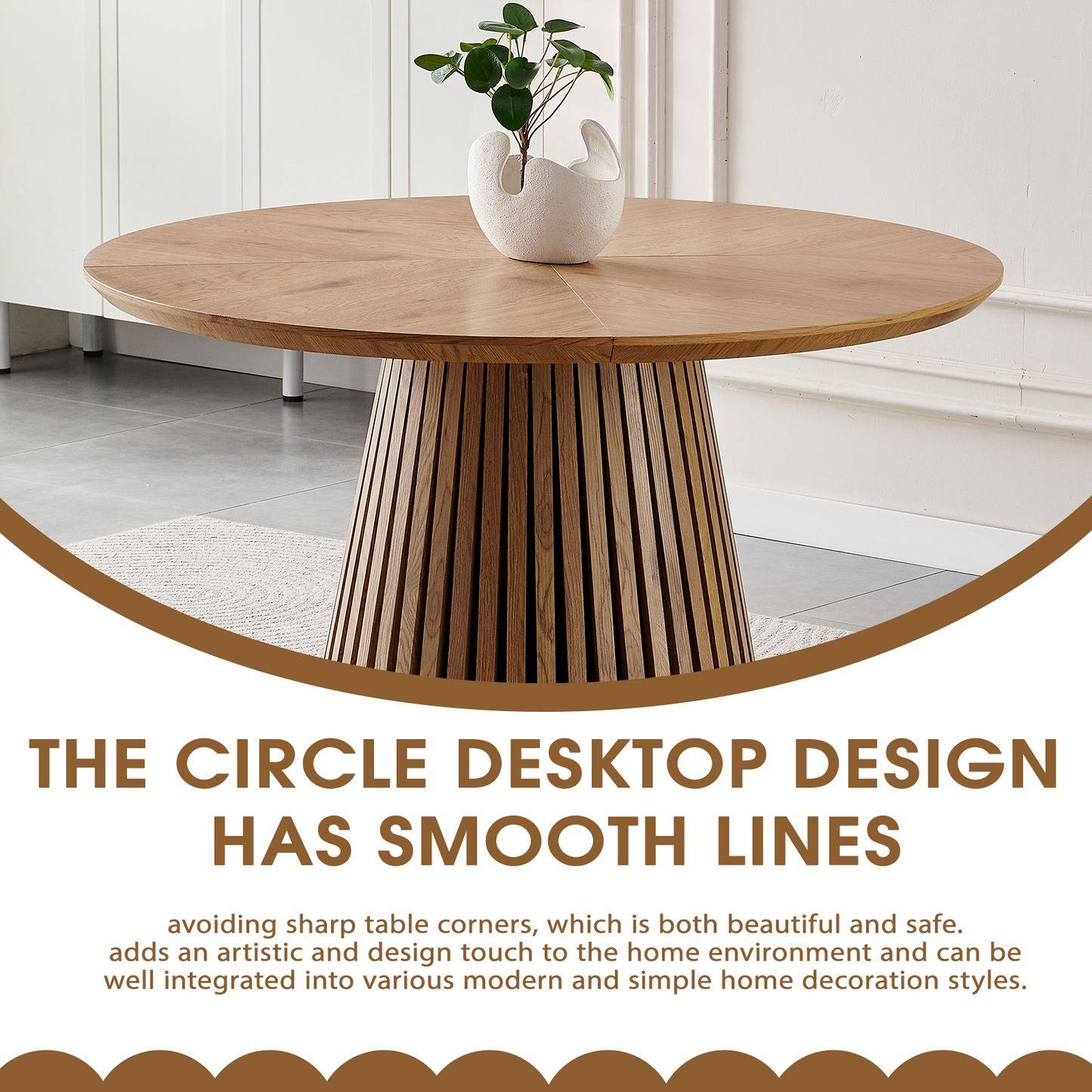 Modern round kitchen wooden dining table