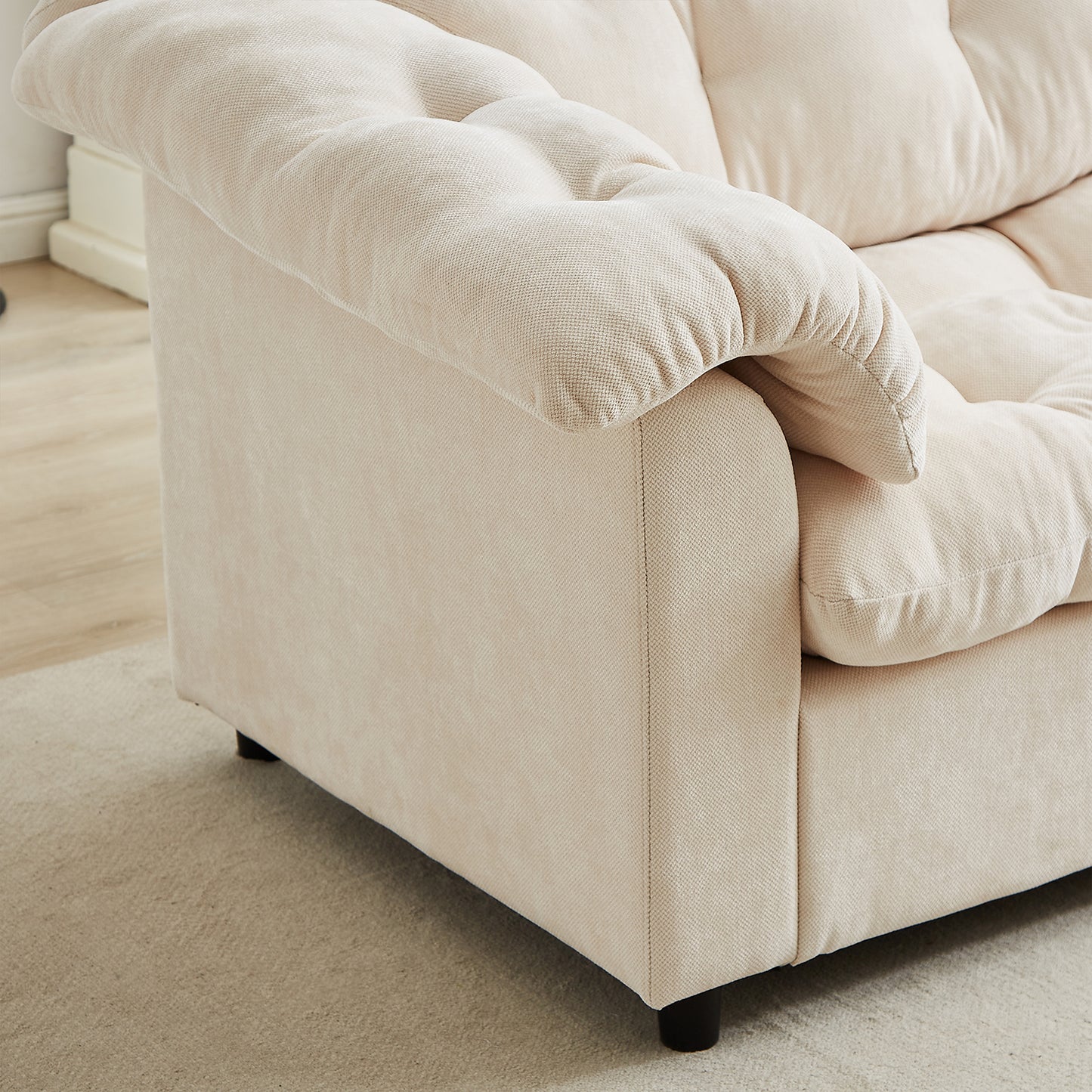 Chenille Modern Comfort Deep Seat Sofa, Upholstered Fluffy Cloud Sofa