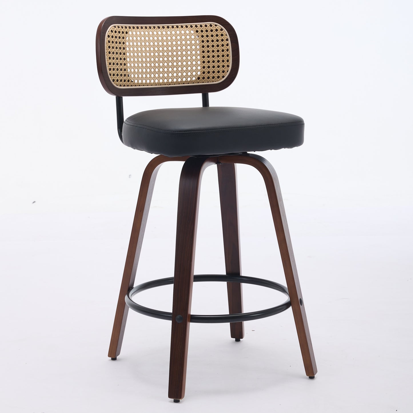 Counter Height Bar Stools with Cane Back, Upholstered Seat Swivel Counter Stools for Island/Kitchen/Counter/Bar