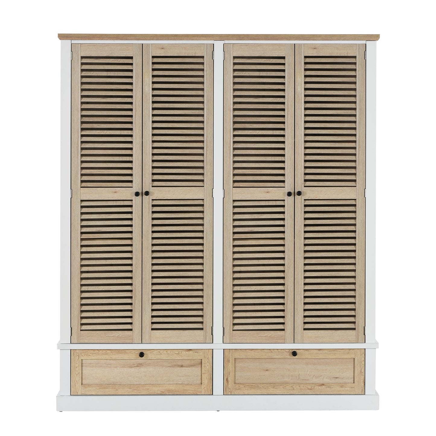 4 - Shutter Door Wardrobe Armoire: 2 Drawers for Organized Storage