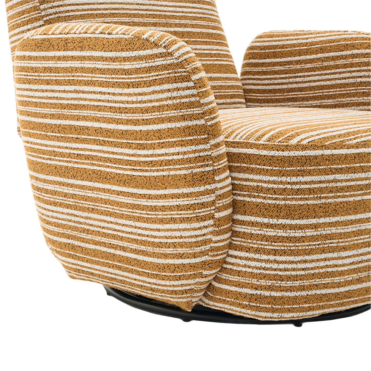 Swivel Leisure Chair | Fabric Striped Armrest Swivel Chair with Sand-Rimmed Fabric Metal Bracket – Boucle