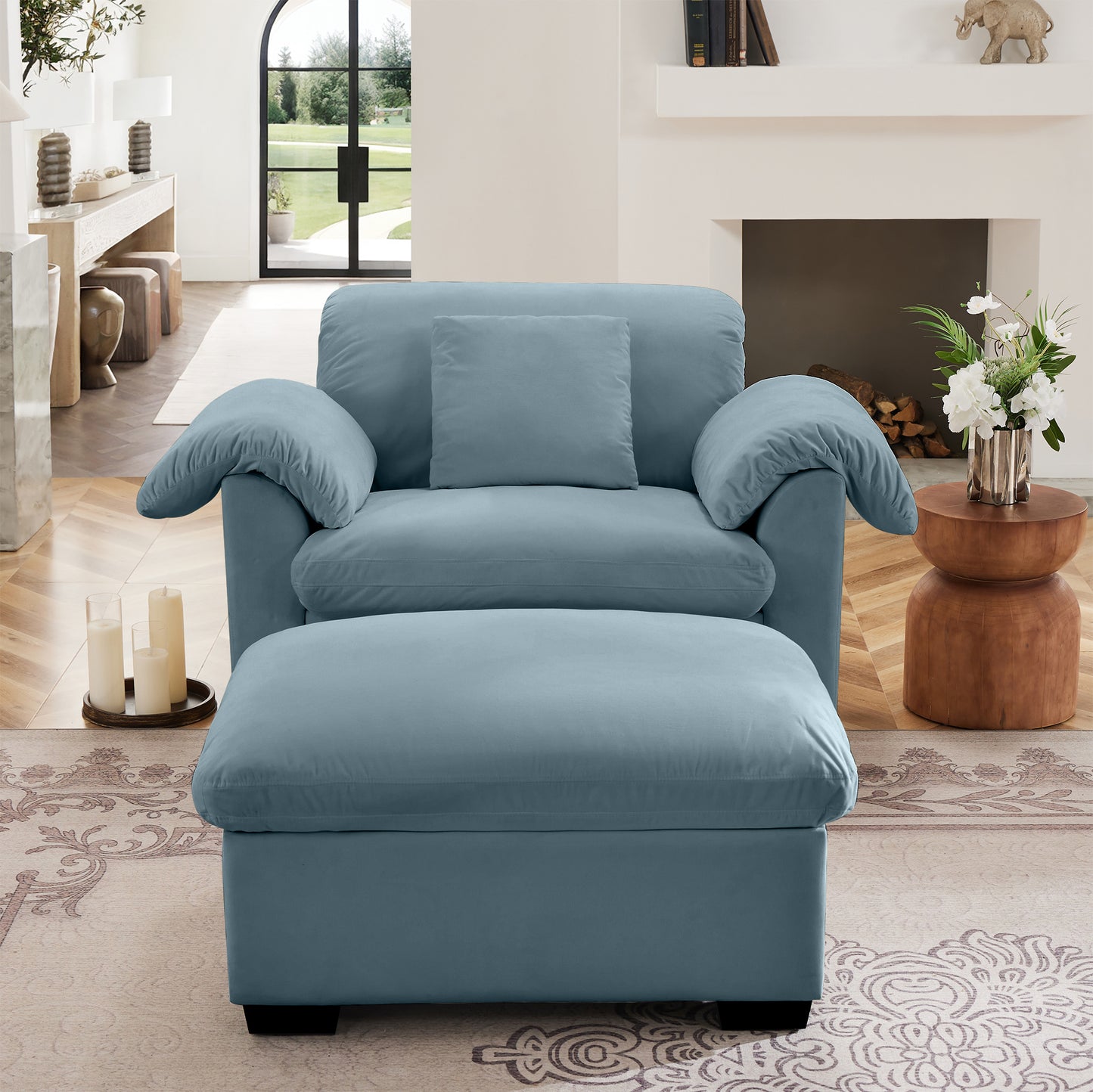 Deep - Seat Living Room Sofa: Single/Two - Seat with Storage & Fluffy Pillows