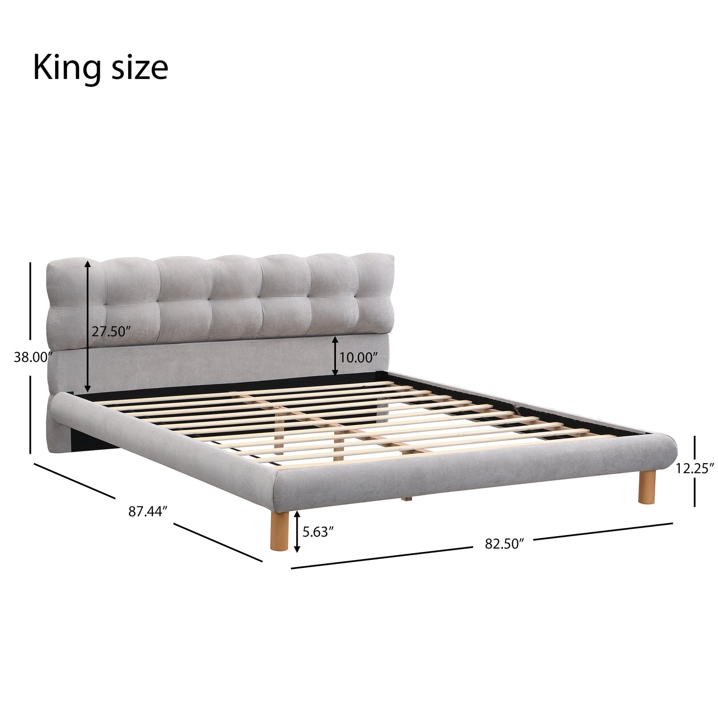 Cozy Upholstered Platform Bed: Cookie - Shaped Headboard, Effortless Assembly