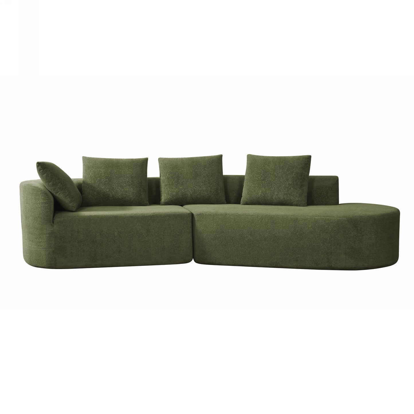 Fully Assembled 116" Modern Curved Sectional with Chaise: High - Density Compressed Sponge, Pearl Upholstery - Ideal for Living Rooms