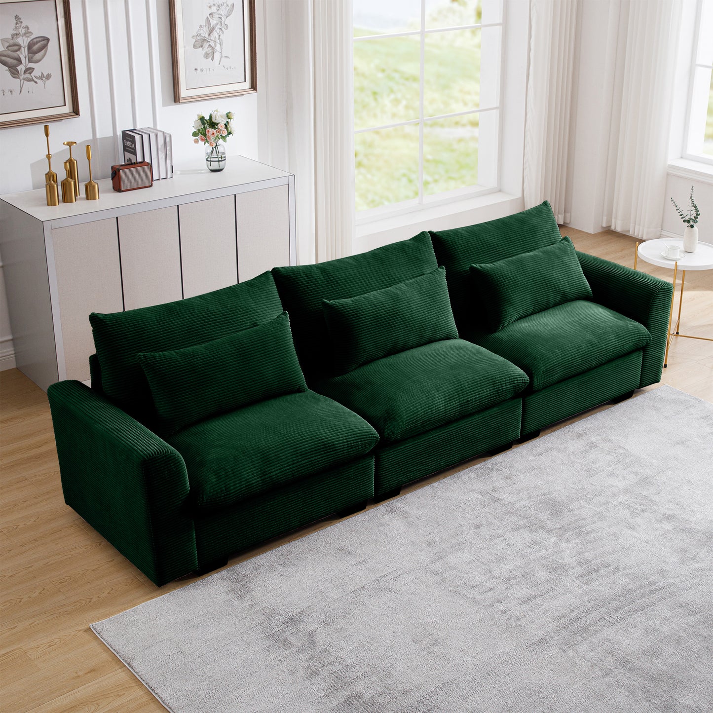 Corduroy Deep Seat Accent Chair & Loveseat Sofa & 3 Seaters & 4 Seaters Couches – Modular Sofa Collection
