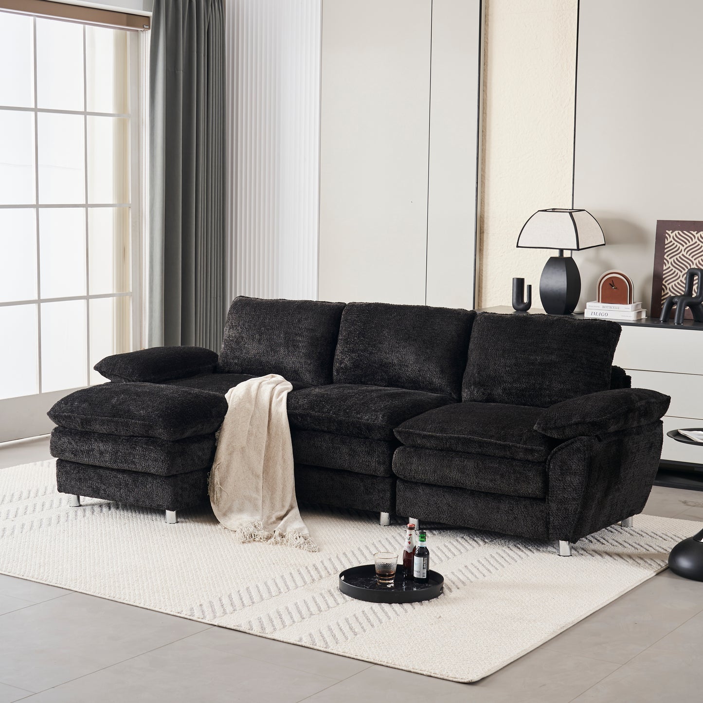 4 - Color Modern Sofa Couch: Deep Seating, Ottoman for Living Room