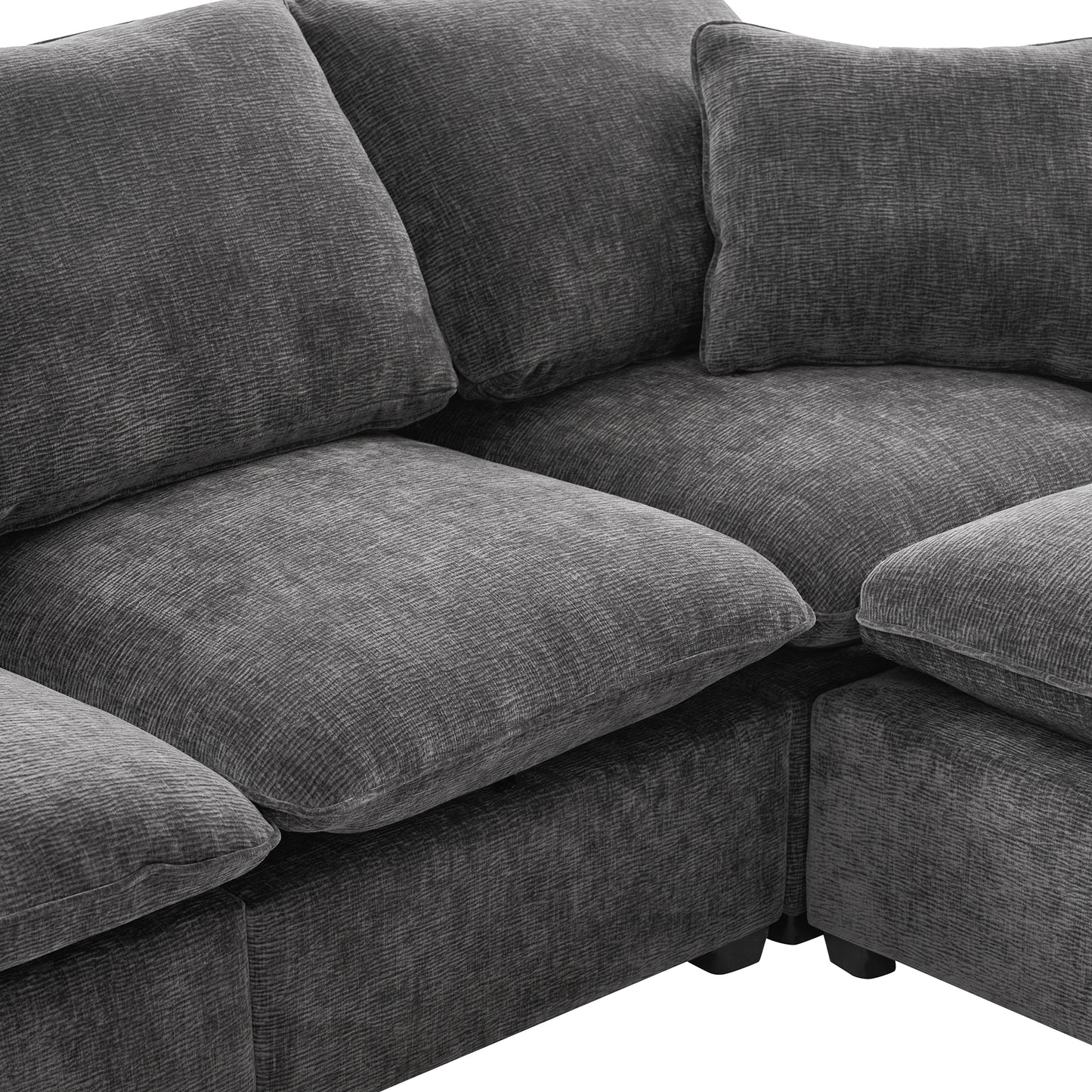 4-7 Seat Chenille Sectional Couch Set with 2 Pillows