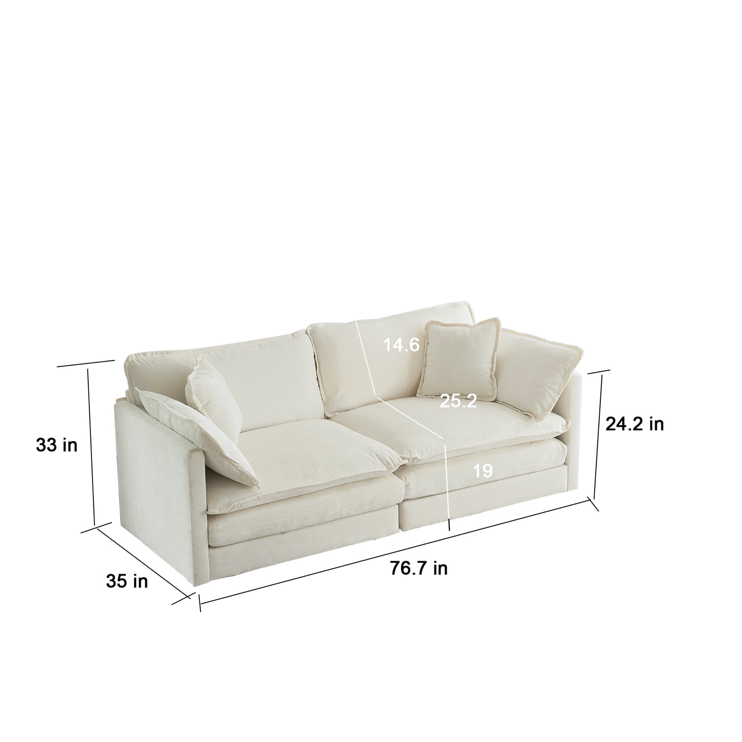 Sectional Sofa with Reversible Footrest – 2-4 Seater Convertible Corner Couch with 1-2 Ottomans, Modern Minimalist Chenille Sofa