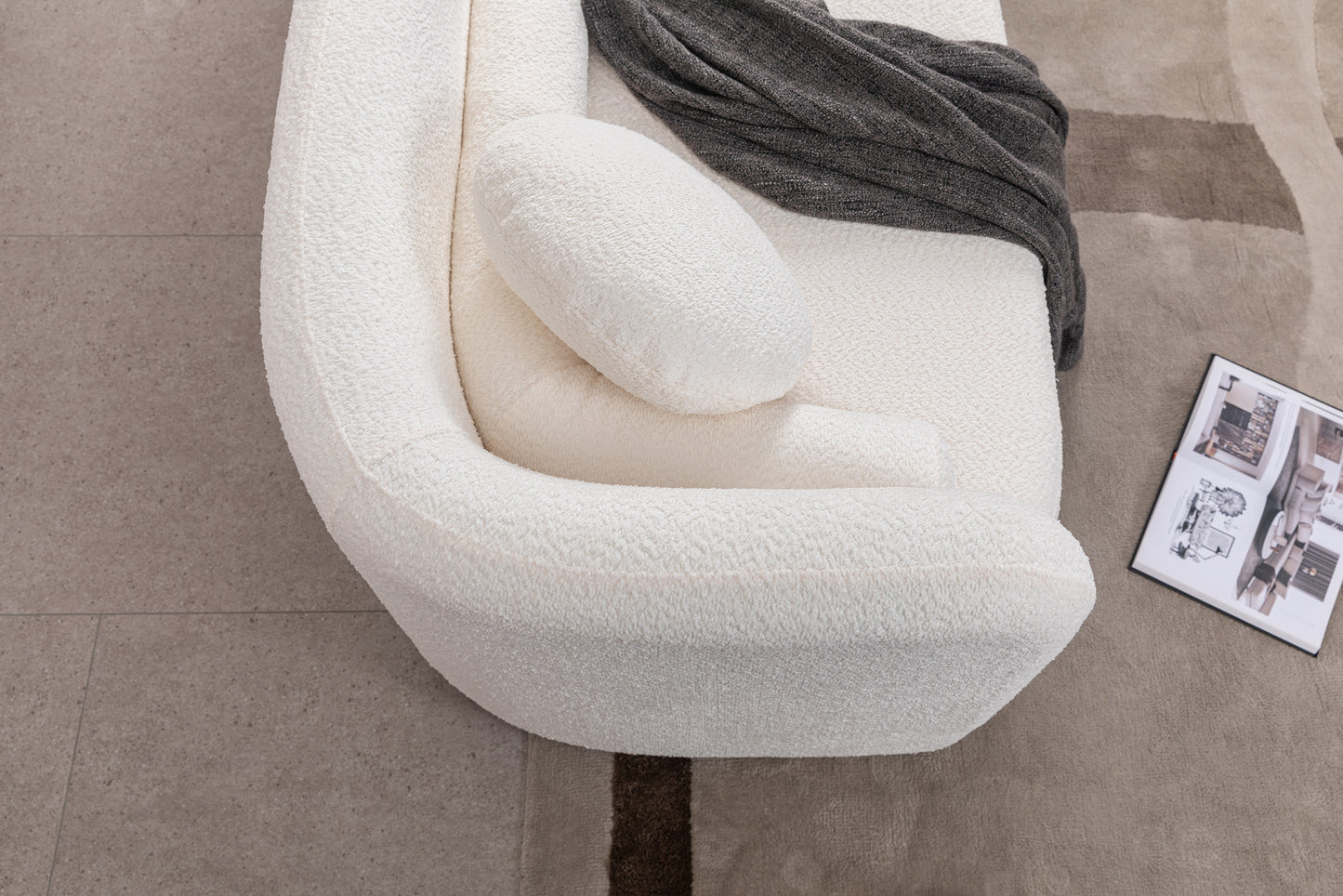 3 - Seater Luxury Modern Cloud Couch: White Boucle for Living Room, Apartment & Office