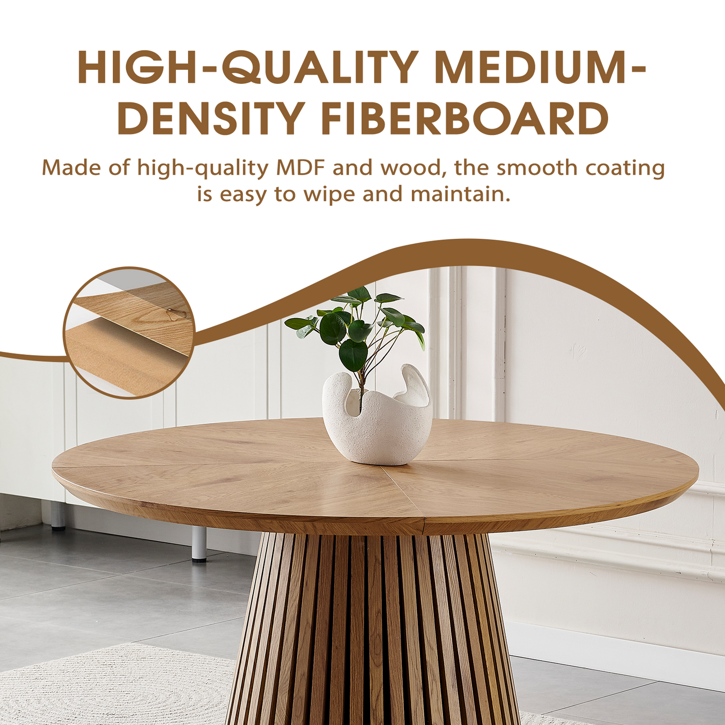 Modern round kitchen wooden dining table