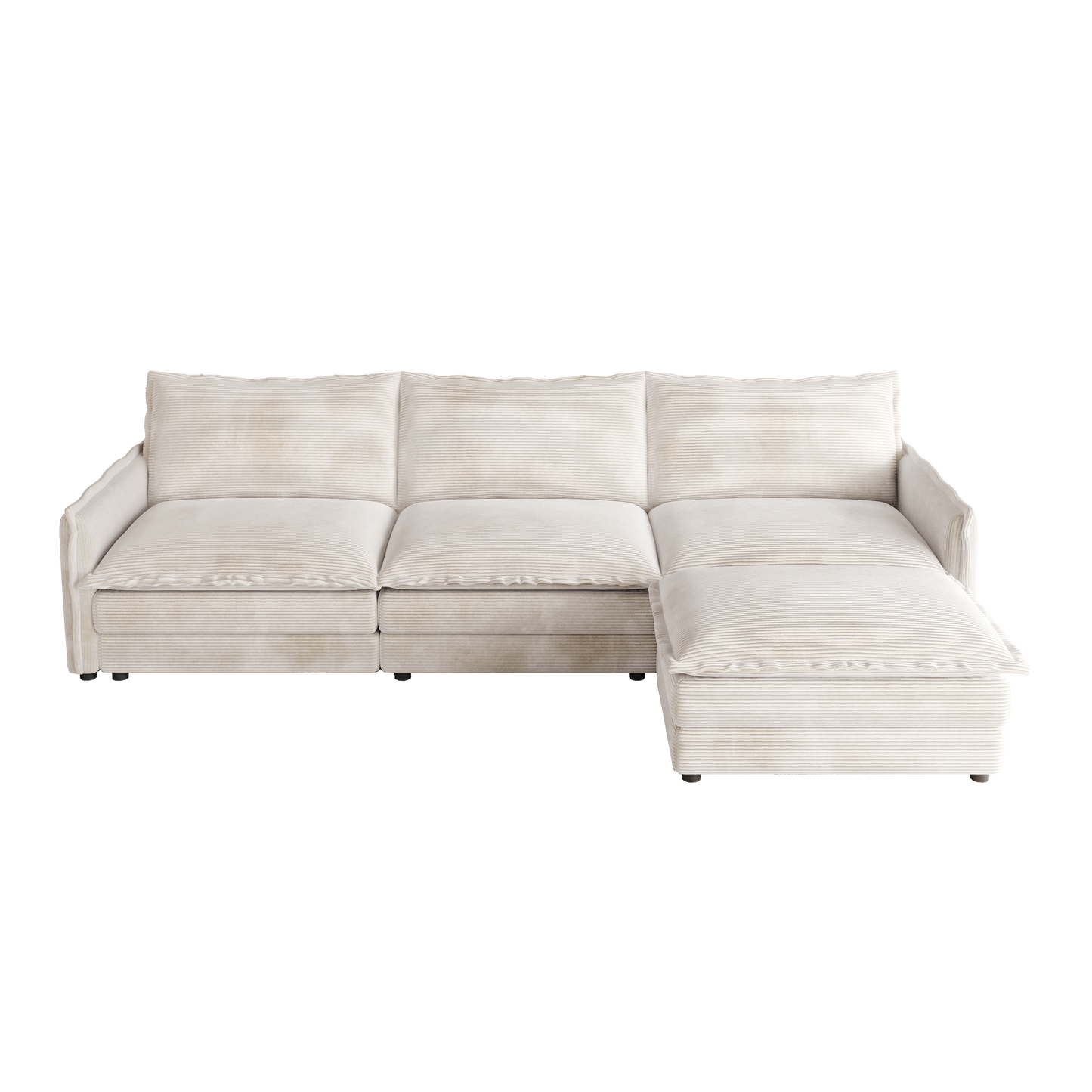 Corduroy fabric comfortable cloud sofa for living room 2 Seat - 4 Seat with ottoman