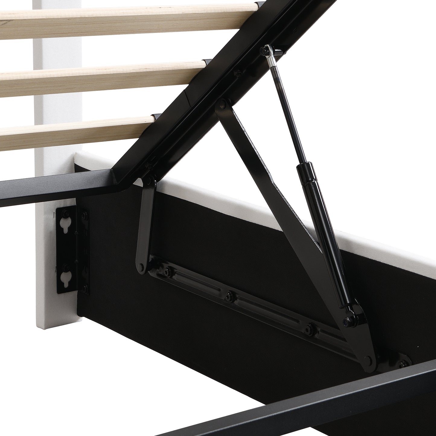 Upholstered Platform Bed featuring Hydraulic Storag