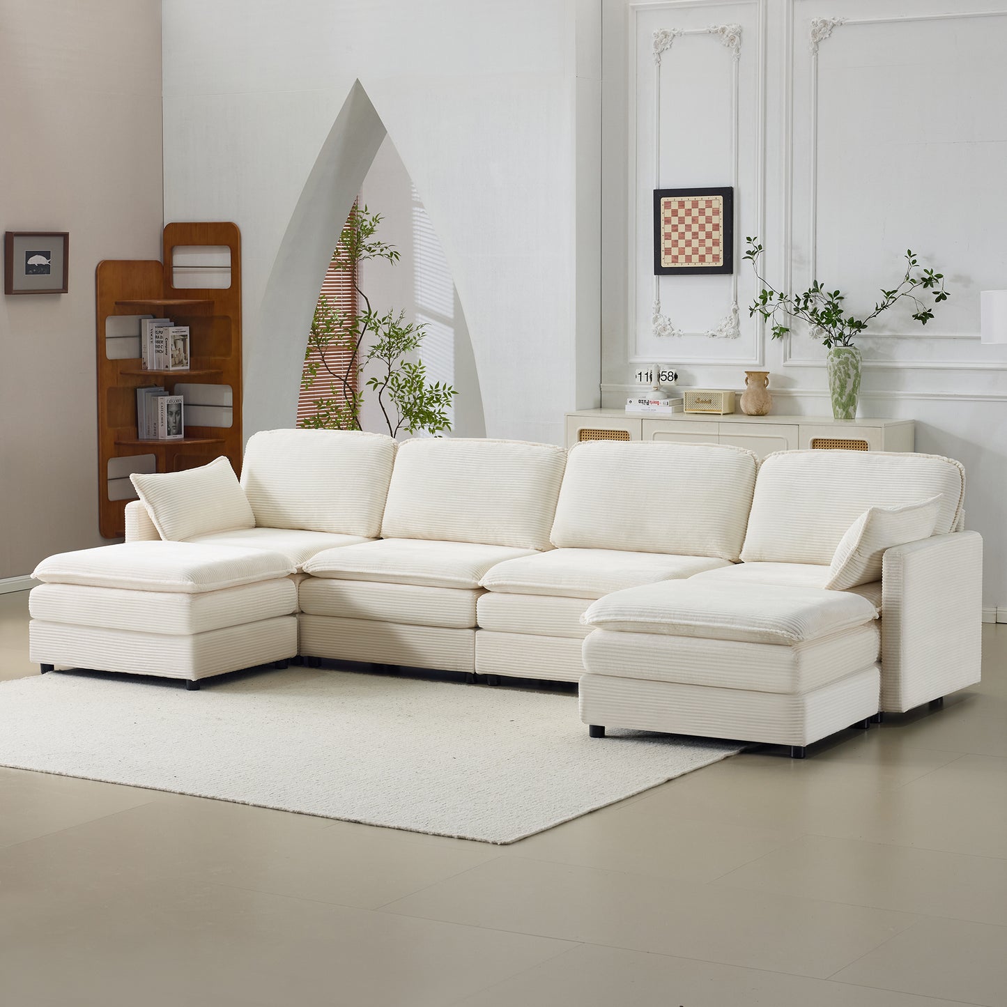 Modular Sectional Sofa 1-2-3-4 Seater with Chenille Cushions & Throw Pillows – Cloud Comfort Corduroy Sofa
