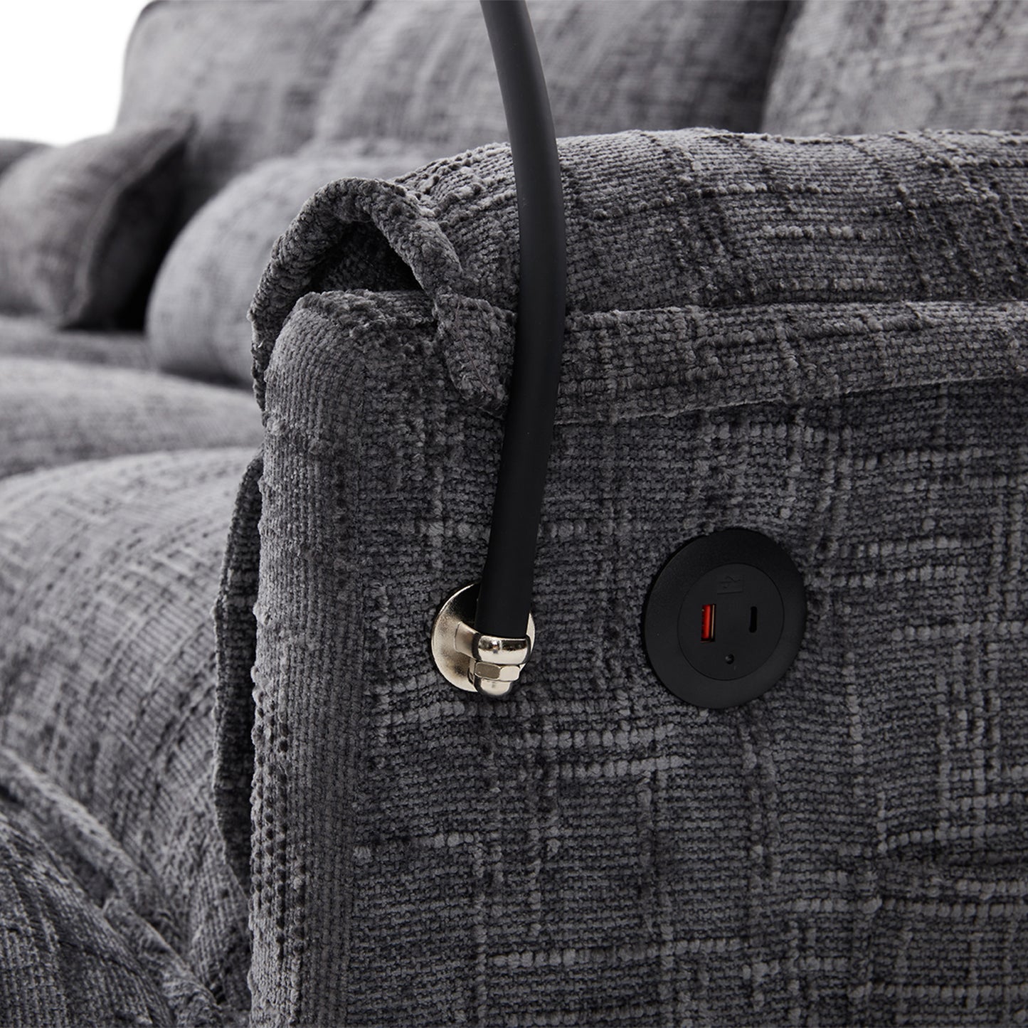 Modern Chenille L Shaped Couch, Comfy Boucle Modular Sofa Sleeper with Movable Storage Ottoman, Phone Holder, USB Charging Port