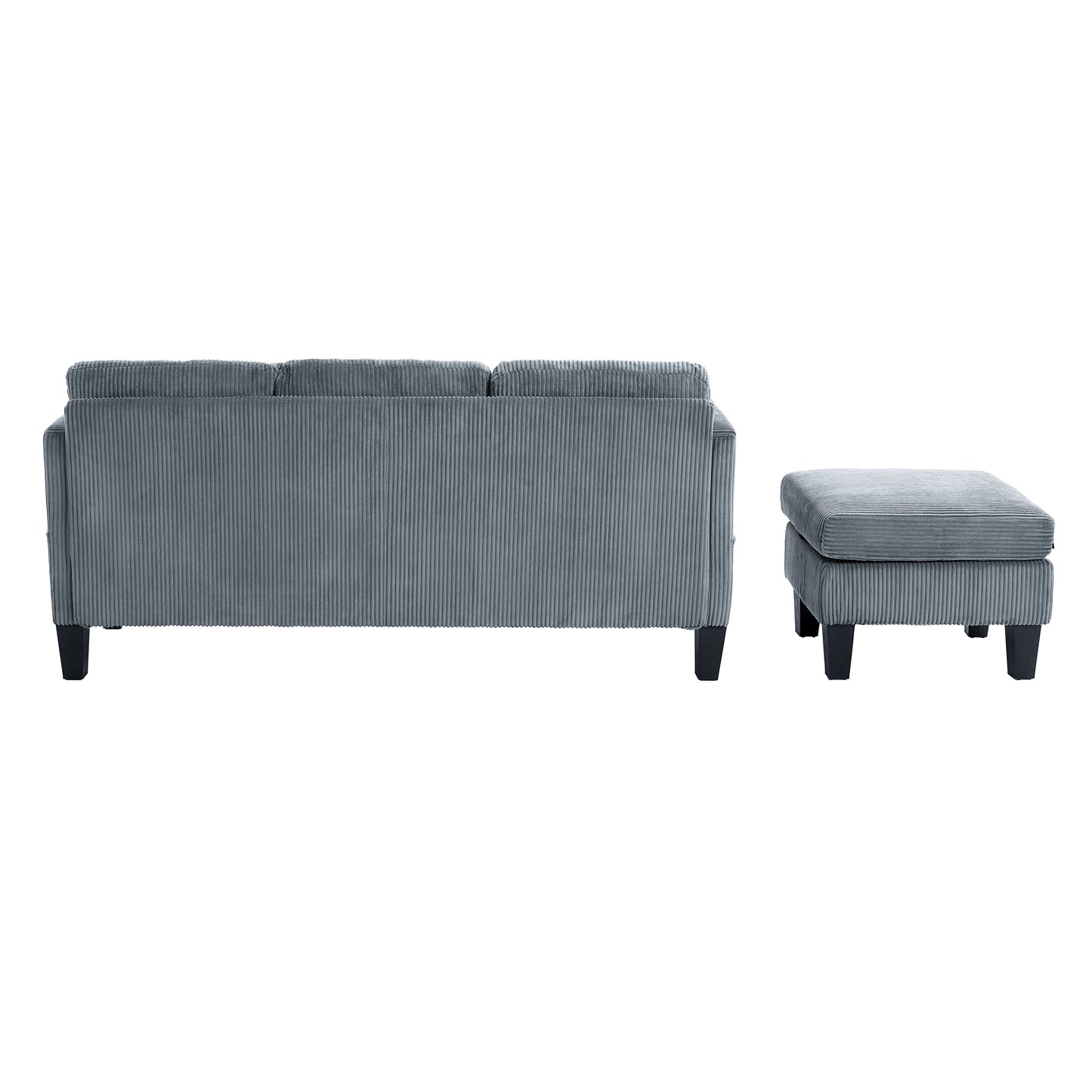 Padded Corduroy L-Shaped Sofa for Living Rooms, Apartment