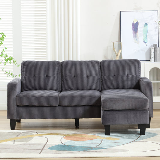 Velvet L - Shaped Sectional Couch with Ottoman for Small Apartments