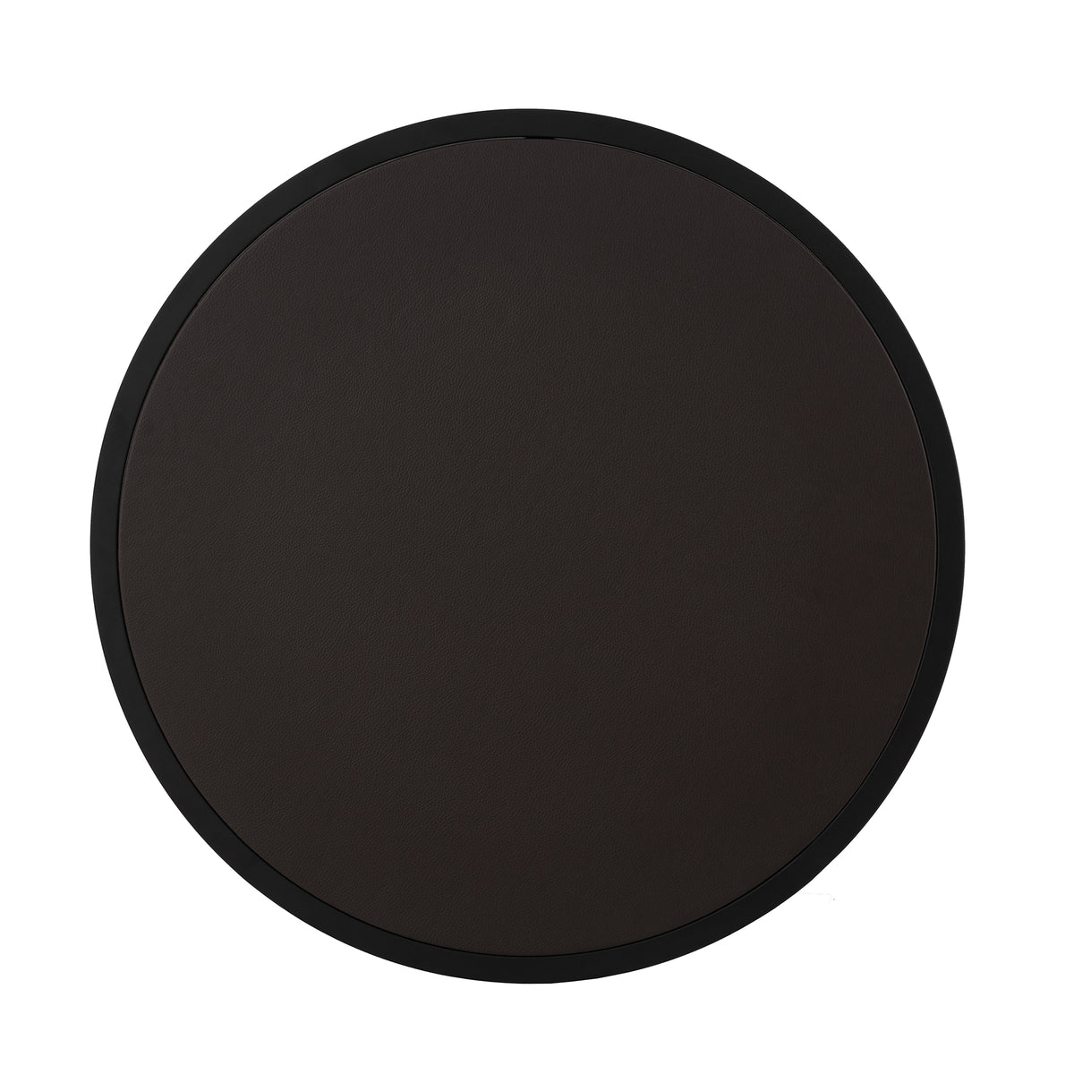 Modern Faux Leather Nesting Round Coffee Table with Black Metal Base – Accent Tea Table for Living Room