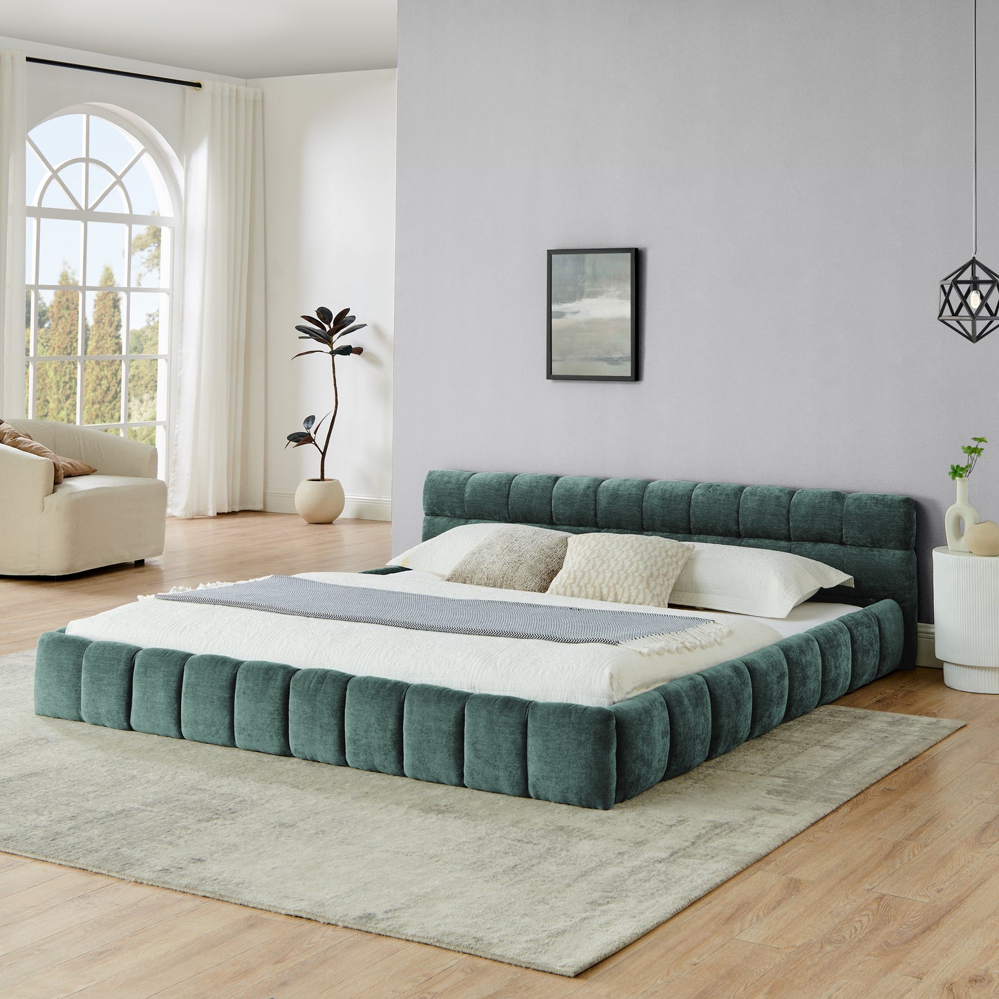 Upholstered Bed Frame - Thick Fabric, No Box Spring