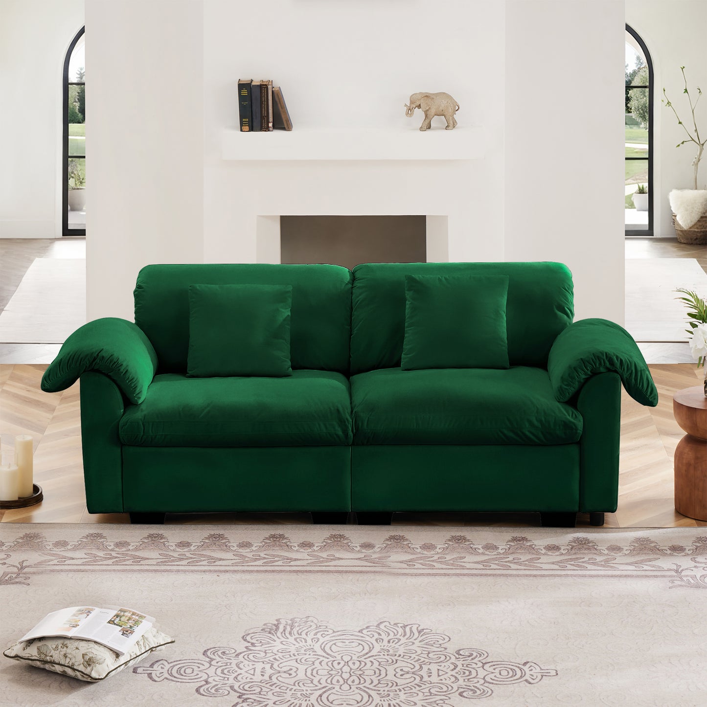 Deep - Seat Living Room Sofa: Single/Two - Seat with Storage & Fluffy Pillows