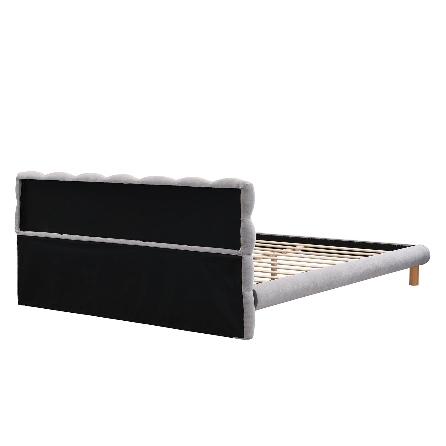 Cozy Upholstered Platform Bed: Cookie - Shaped Headboard, Effortless Assembly